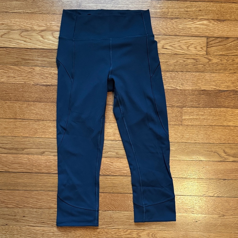 Lululemon In Movement Crop in Everlux Blue Leggings